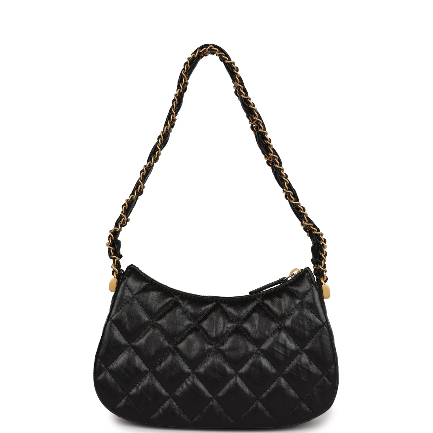 Chanel 19 Hobo Bag Black Aged Calfskin Brushed Gold Hardware