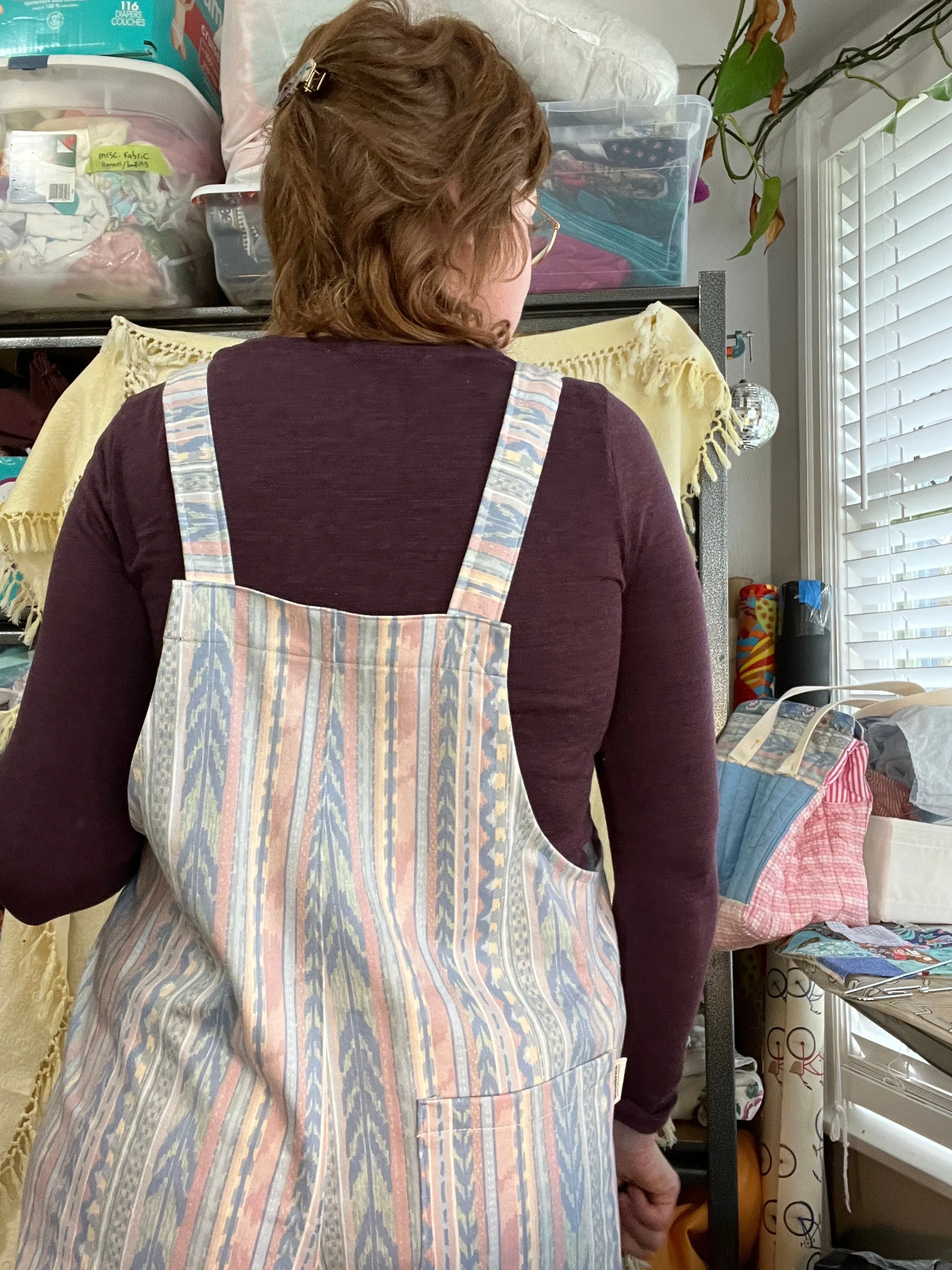 “Drawing with pastels” Adult Dungarees Large