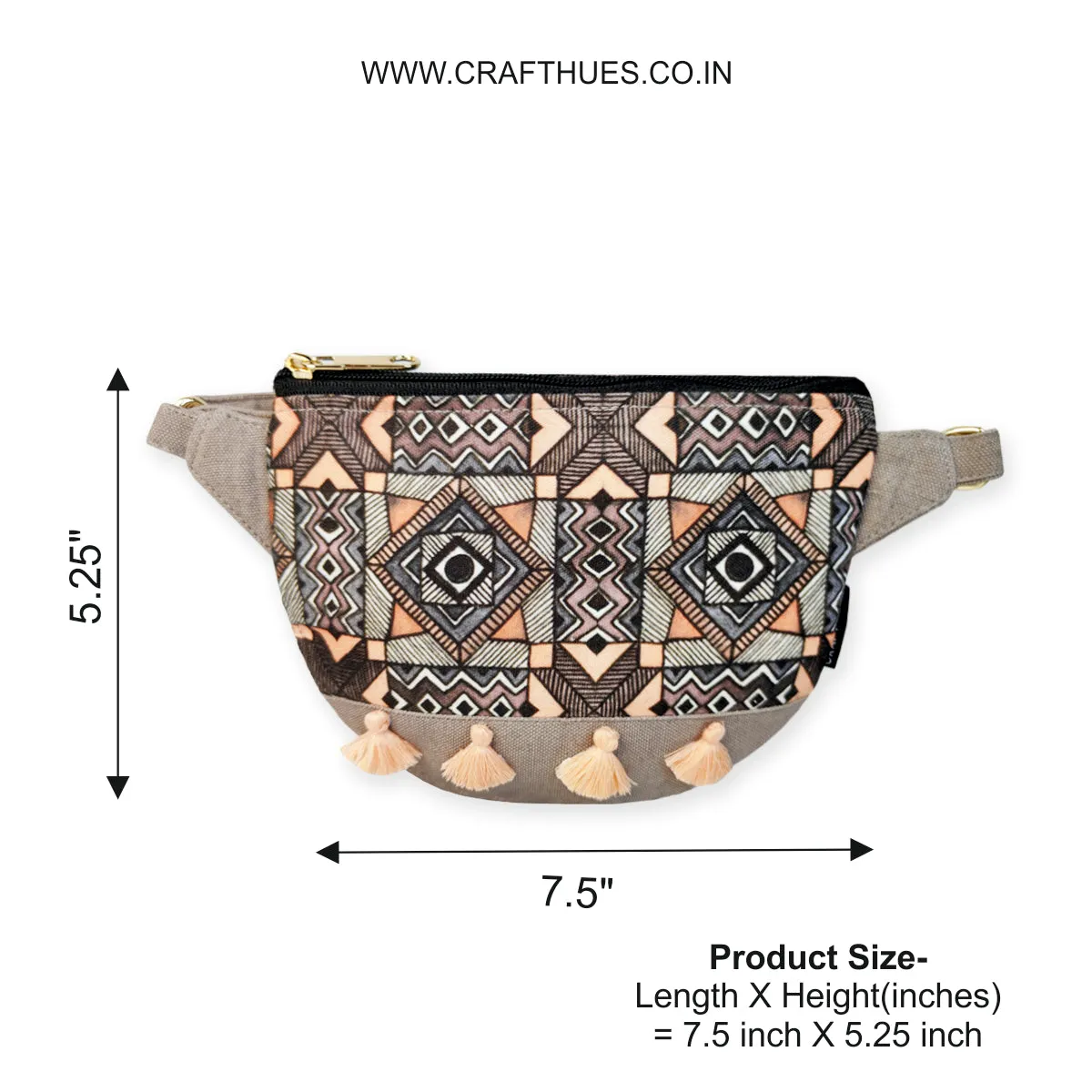 Fanny Pack/Coin Pouch Combo- Grey Madhubani