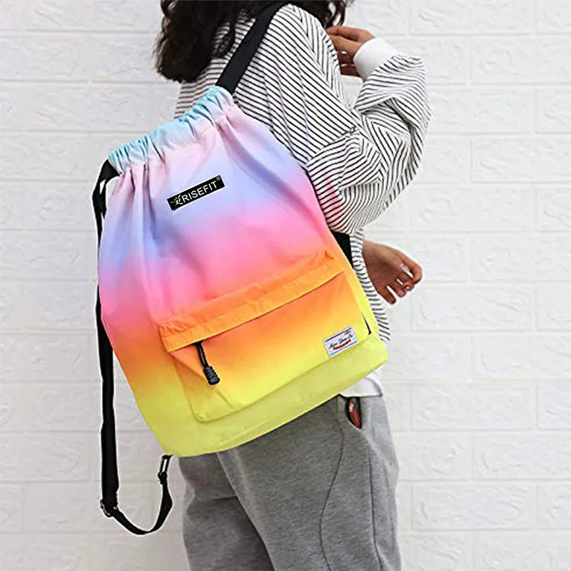 Large Capacity Waterproof Drawstring Nylon Backpack for Sport Swimming Yoga