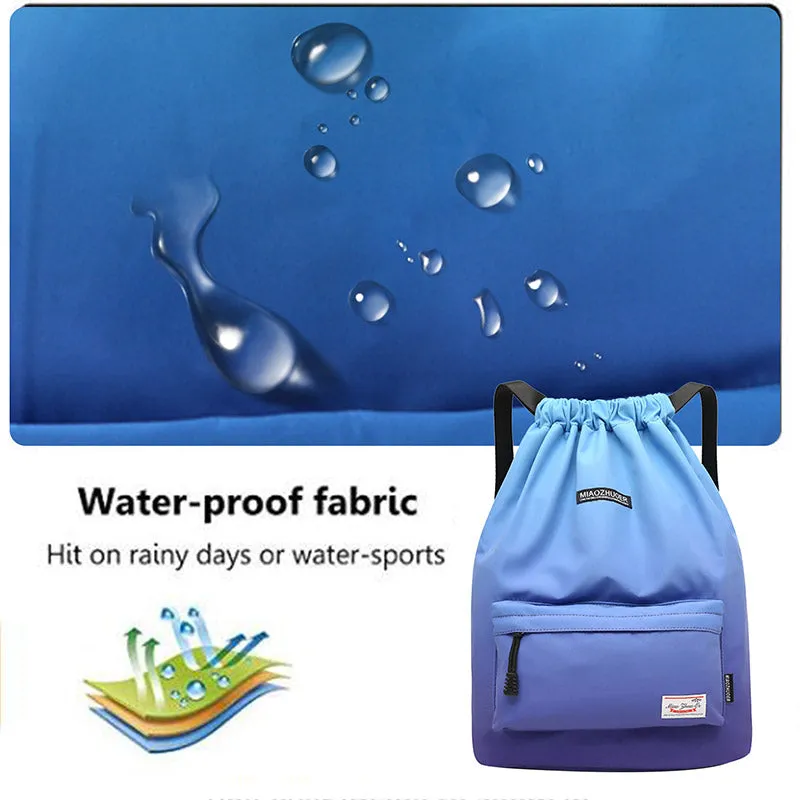 Large Capacity Waterproof Drawstring Nylon Backpack for Sport Swimming Yoga