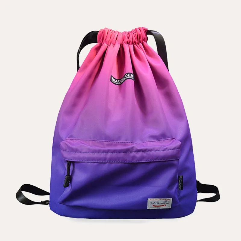Large Capacity Waterproof Drawstring Nylon Backpack for Sport Swimming Yoga