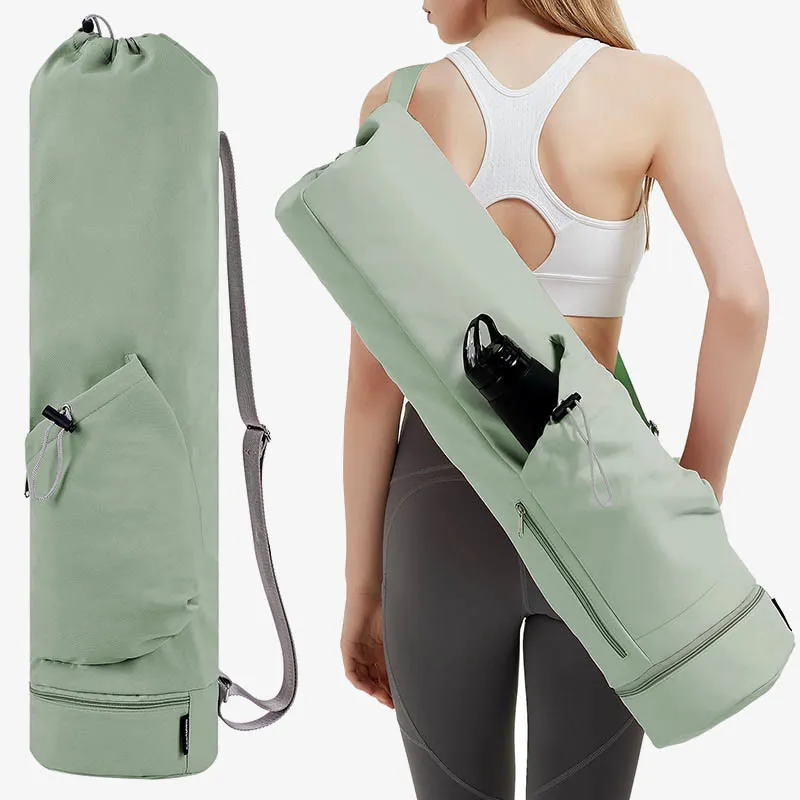 Large Capacity Yoga Mat Bag with Dry Wet Depart Pocket Bottle Holder