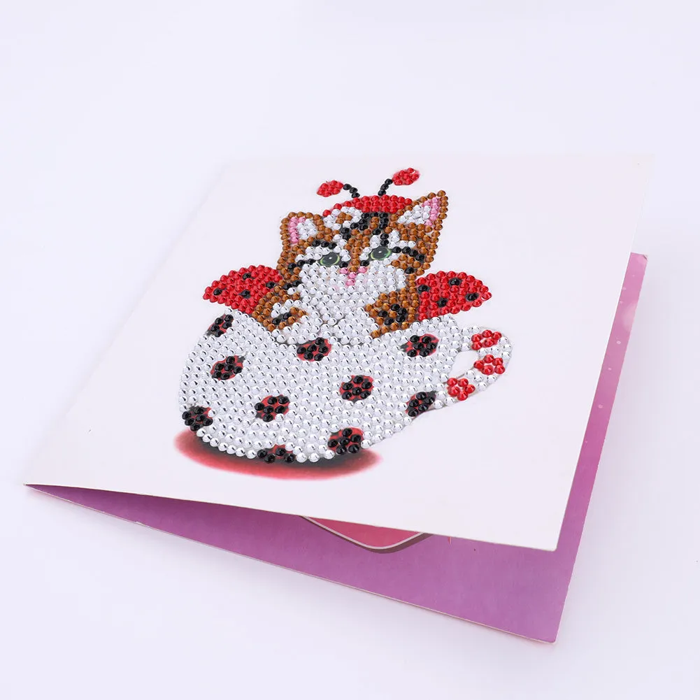 Valentines Greeting Cards Cat Special Shape Bright Diamond Painting DIY Kit